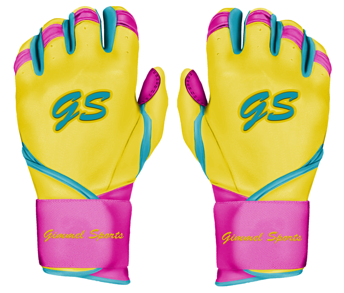 GUANTES DE BATEO GS-PRO / AMARILLO-CELESTE-ROSA - Imagen 2