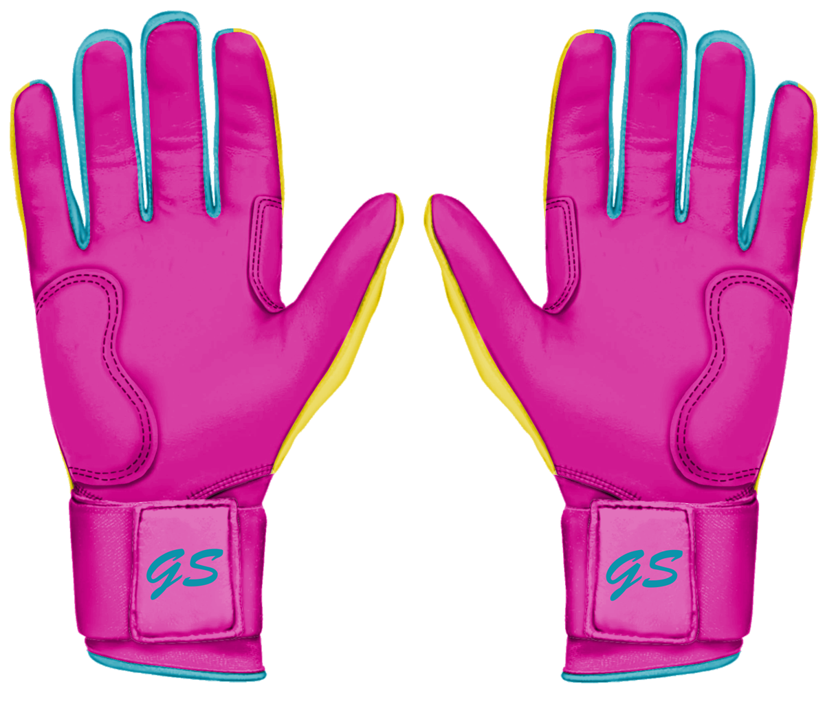 GUANTES DE BATEO GS-PRO / AMARILLO-CELESTE-ROSA - Imagen 3